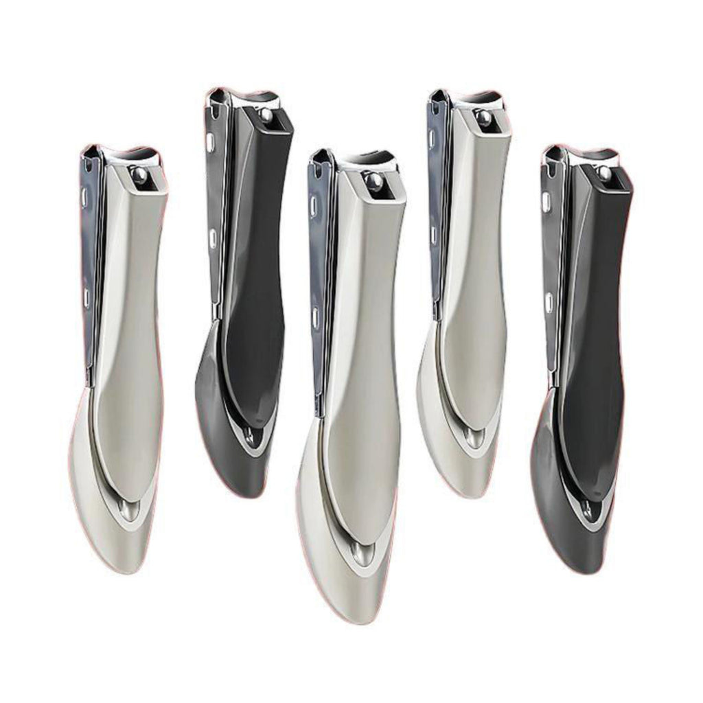5 Piece NC-1048 Stainless Steel Nail Clippers Anti-Splash Rounded Blade Tip Curved Blade Bionics Design Manicure Pedicure Two-Pack