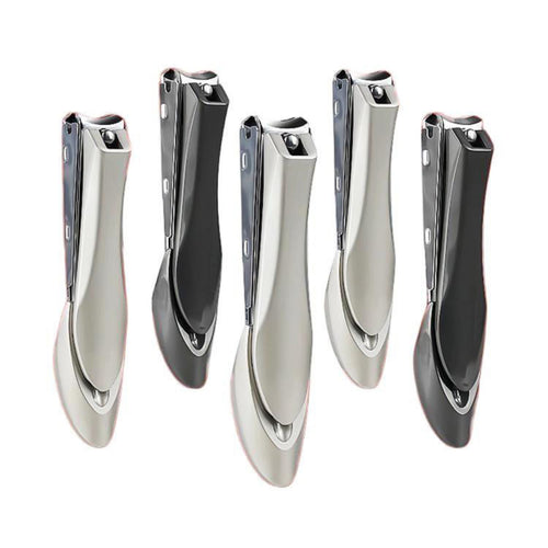5 Piece NC-1048 Stainless Steel Nail Clippers Anti-Splash Rounded Blade Tip Curved Blade Bionics Design Manicure Pedicure Two-Pack