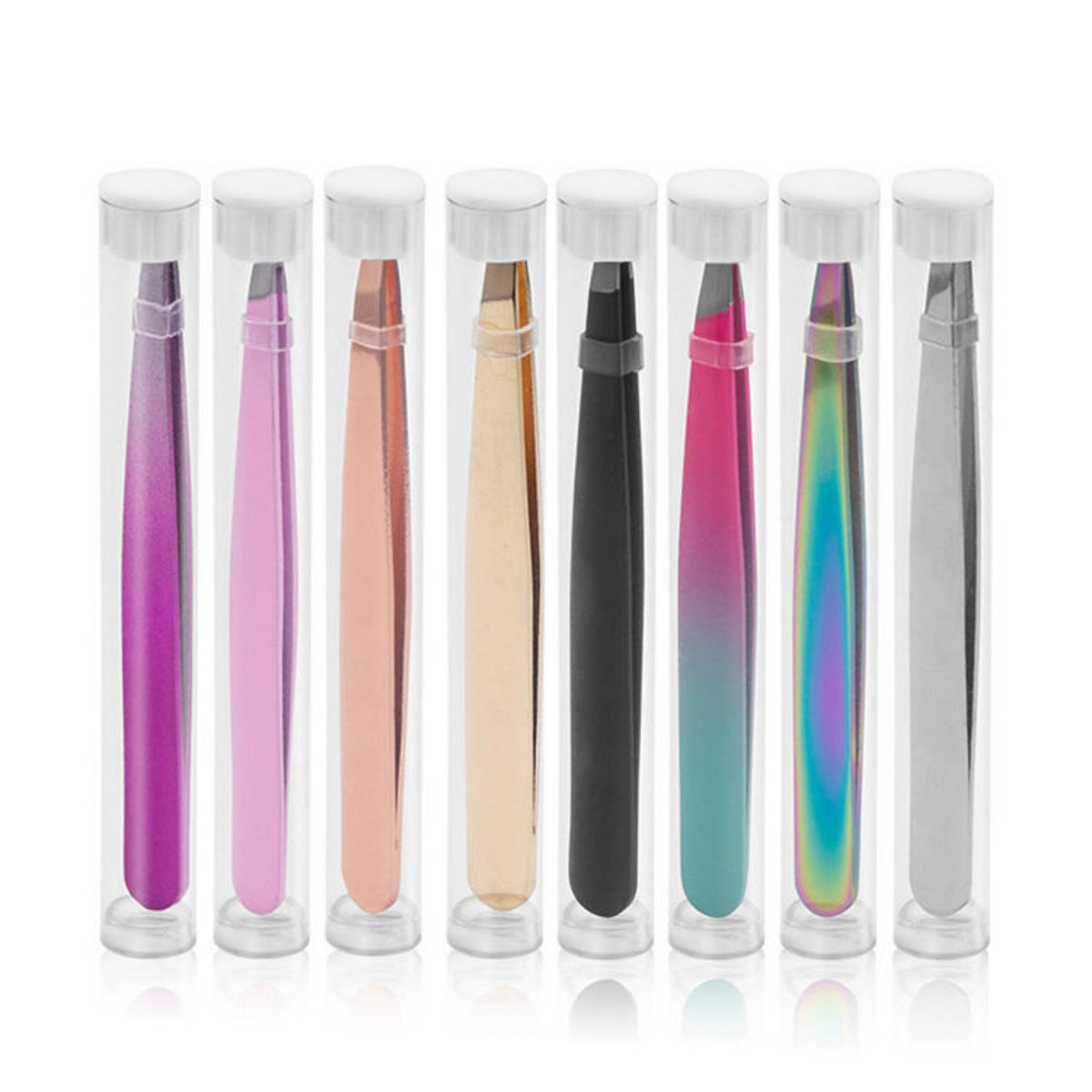 10 Piece Hot Sale Colorful Stainless Steel Eyebrow Tweezers Customizable LOGO Eyelash Tweezers Beauty Makeup Kit