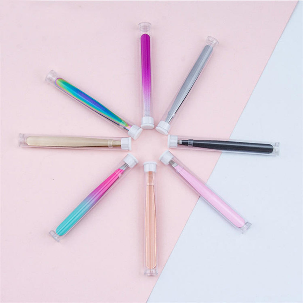 10 Piece Hot Sale Colorful Stainless Steel Eyebrow Tweezers Customizable LOGO Eyelash Tweezers Beauty Makeup Kit