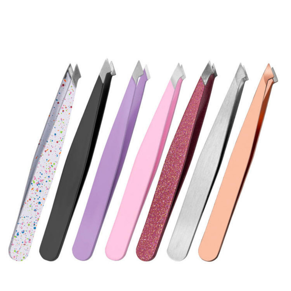 10 Piece Hot Sale Colorful Stainless Steel Eyebrow Tweezers Customizable LOGO Eyelash Tweezers Beauty Makeup Kit
