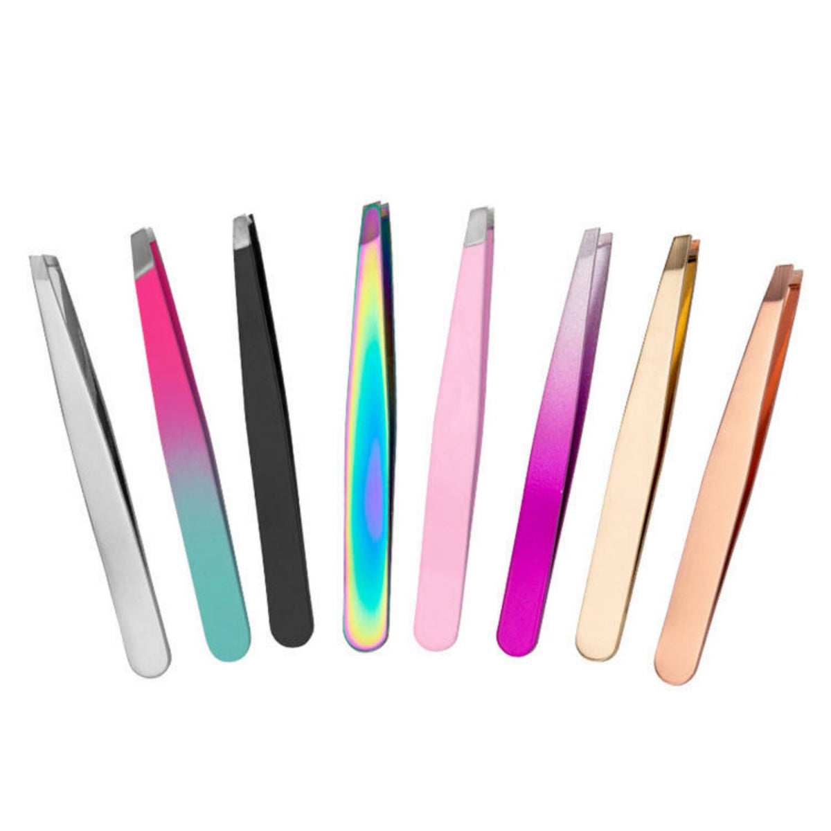 10 Piece Hot Sale Colorful Stainless Steel Eyebrow Tweezers Customizable LOGO Eyelash Tweezers Beauty Makeup Kit