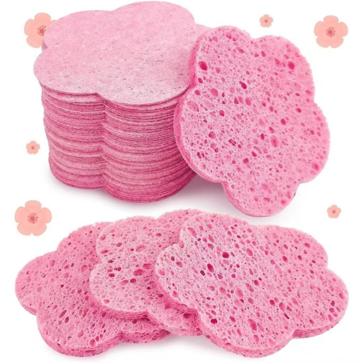 100 Piece Custom Natural Plant Fiber Compressed Face Wash Sponges Facial Cleansing Reusable Sponge for Makeup Remover