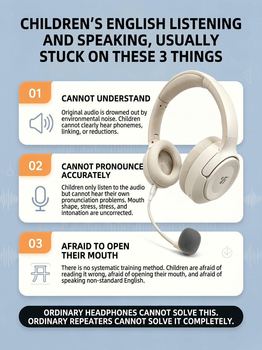 Y08 AI English Learning Headphone - ANC & 30ms Low Latency Voice Monitoring Headset
